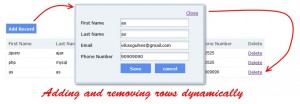 Adding and removing rows in table using javascript ajax
