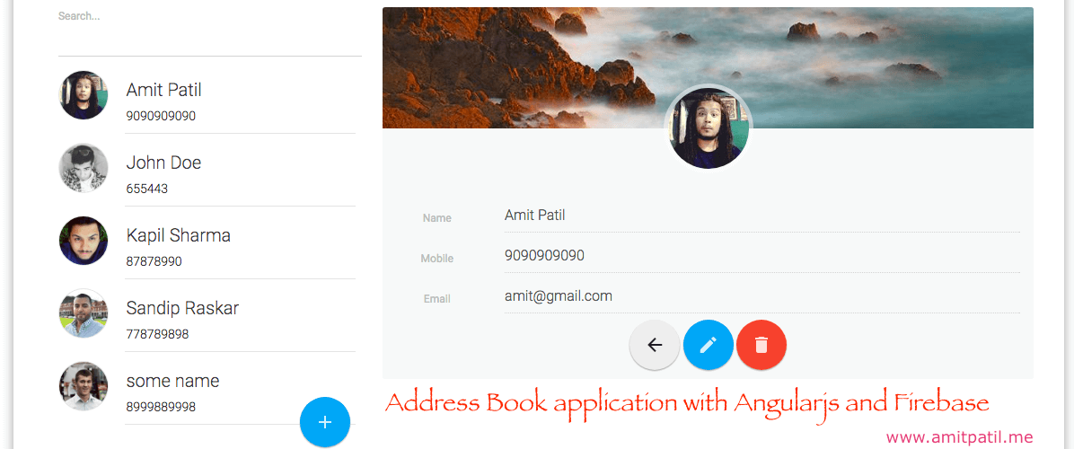Address book application with angularjs